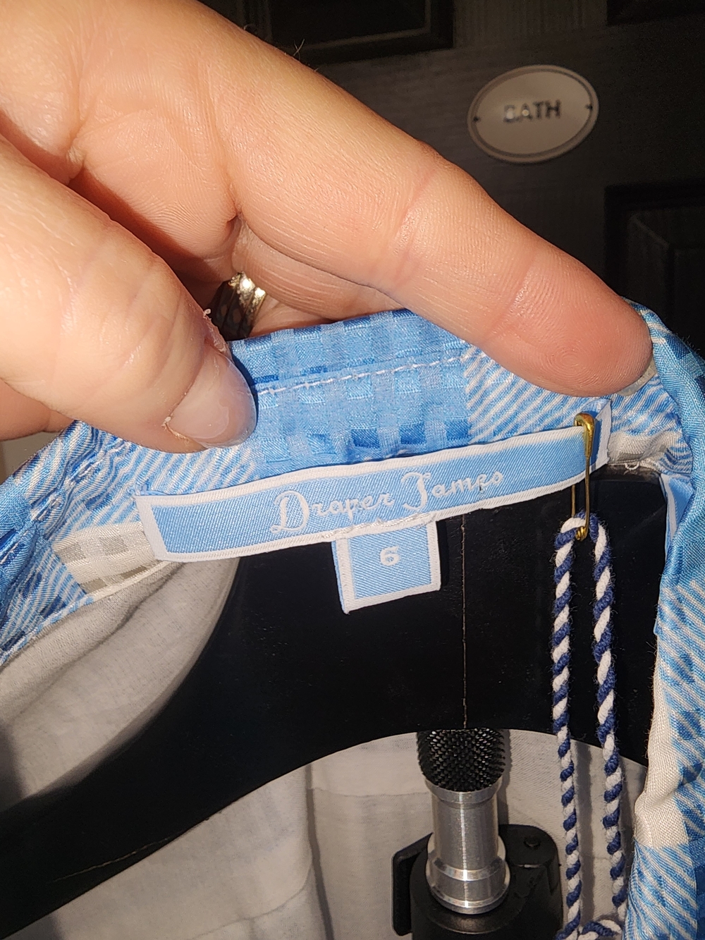 Draper James Light Blue and White Gingham Shirt Midi Dress - Picture 2 of 5